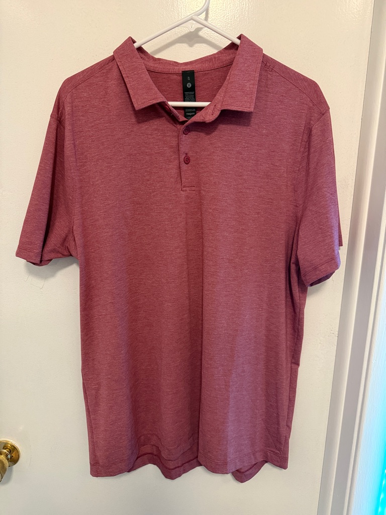 Men's Lululemon Evolution Heathered Red / Coral Stretch Short Sleeve Polo Shirt